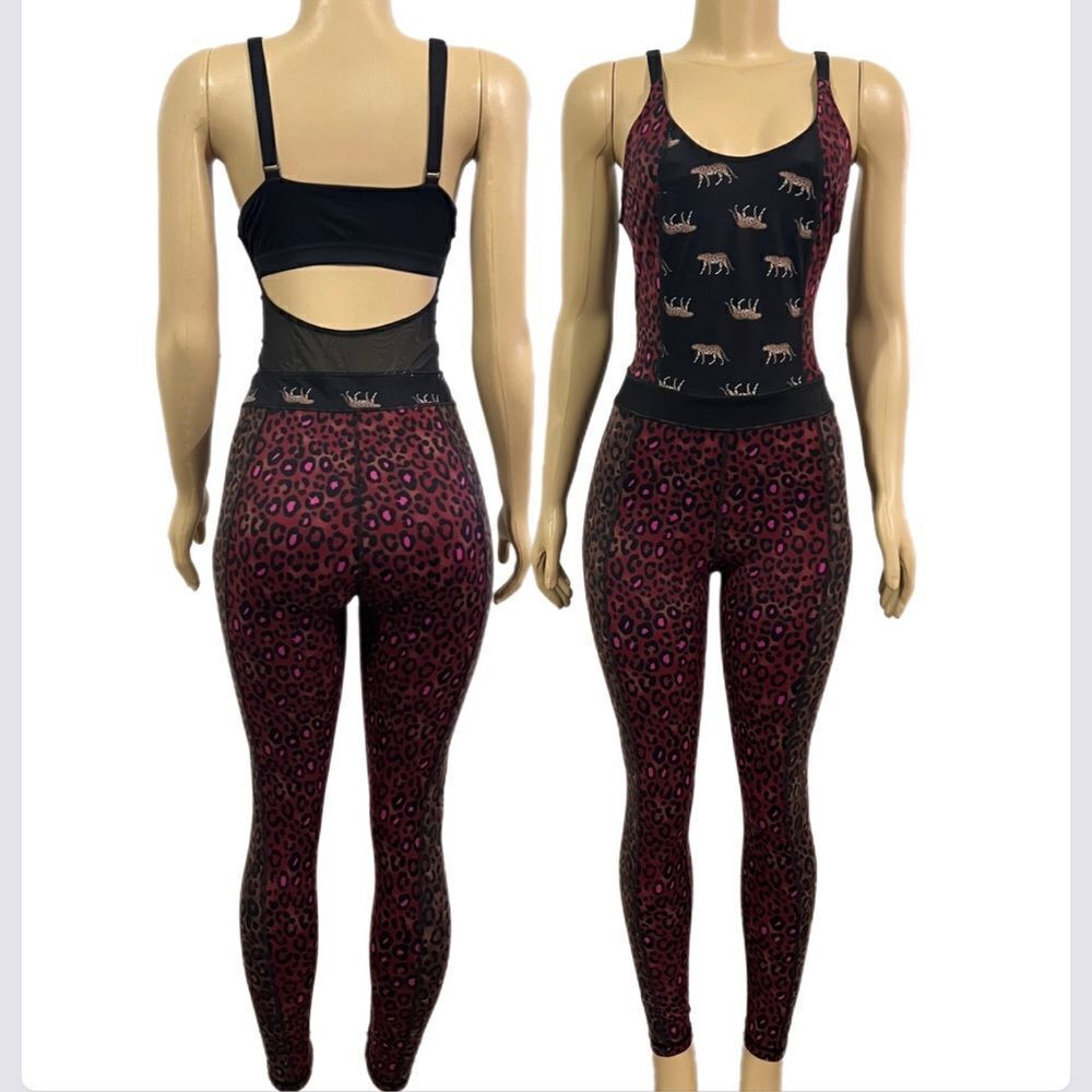 NWT Victoria’s Secret Victoria Sport Fitness Sexy Unitard Jumpsuit animal print